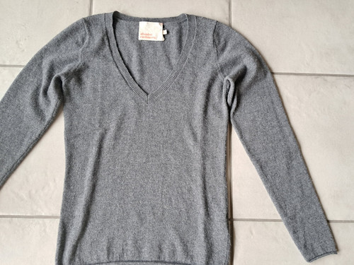 Kaschmir pullover grau v - kaschmir-, grau,